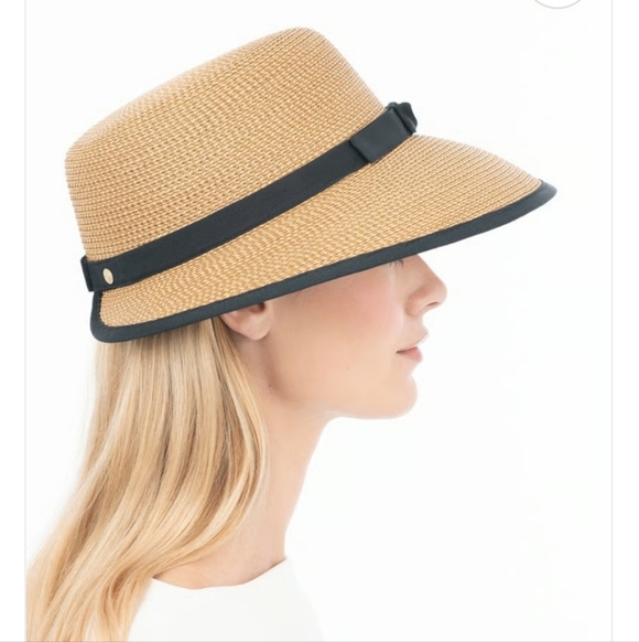 Eric Javits Squishy Cap Tan and Black Hat - Picture 3 of 12